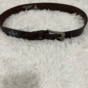 American Bison Size 34 Mens Brown Leather Belt silver Hardware